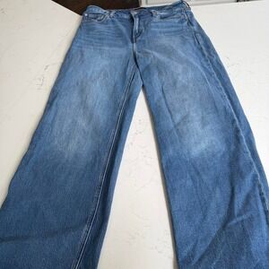 Quince Women's Size 32 Wide Leg Jeans Blue High Rise Stretch Denim Pants